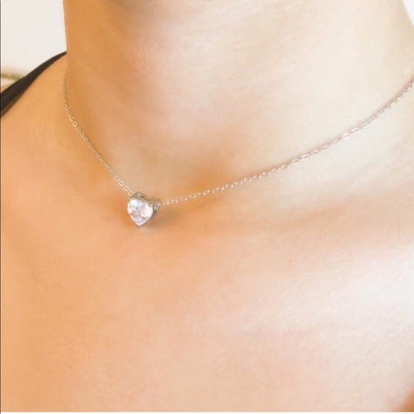 💝💝925 Sterling Silver Heart Solitaire Necklace💝 - Picture 2 of 2